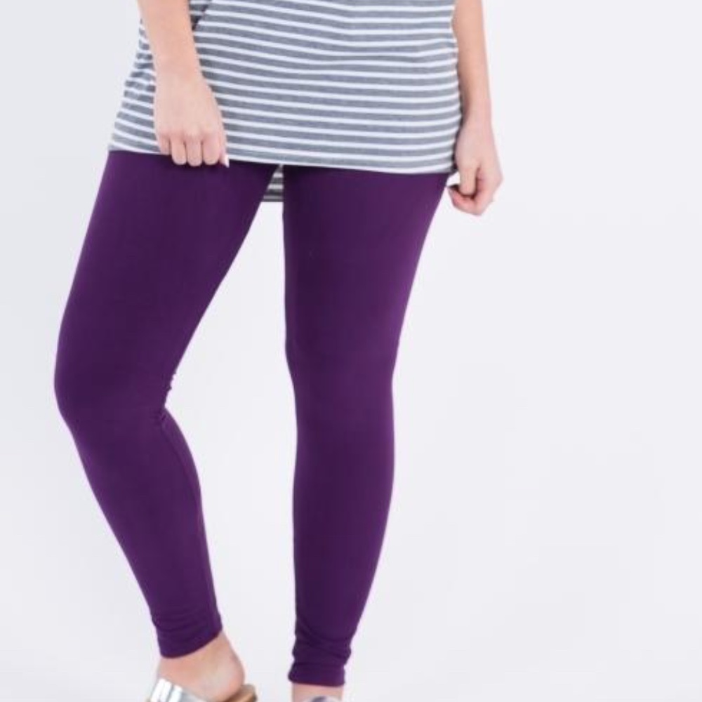 Agnes & Dora Solid Purple Full Length Leggings NWT XS S/M L